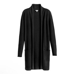 Cuyana Black Cashmere Long Cardigan, Pockets, Size XS/S